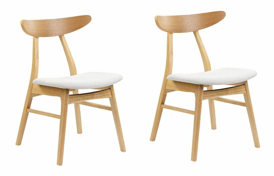 Set 2 ks jedálenských stoličiek Lynza (svetlé drevo + svetlosivá)