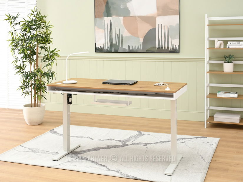 Masă PC Osto 140 (stejar alb + alb)