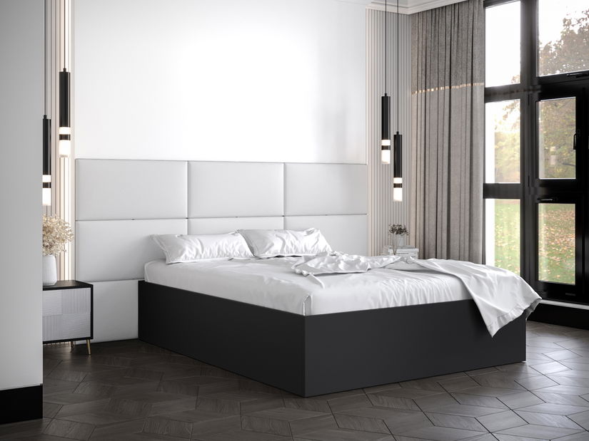 Manželská posteľ s čalúneným čelom 160 cm Brittany 2 (čierna matná + biela) (s roštom)