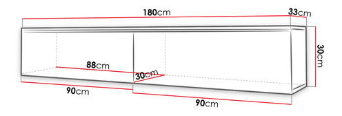 Dulap TV Dlana 180 MDF (Negru + Negru) 