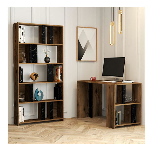 Masă PC cu raft Limba (Nuc + Negru)