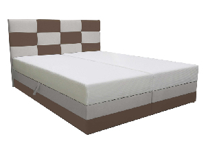 Manželská posteľ 160 cm Boxspring Marion Comfort (hnedá + svetlosivá) (s roštom a matracom)