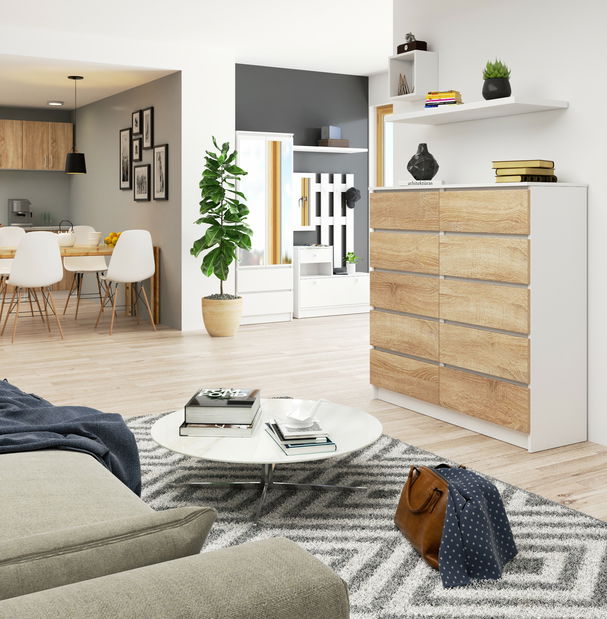 Komoda Kapil III (biela + dub sonoma)