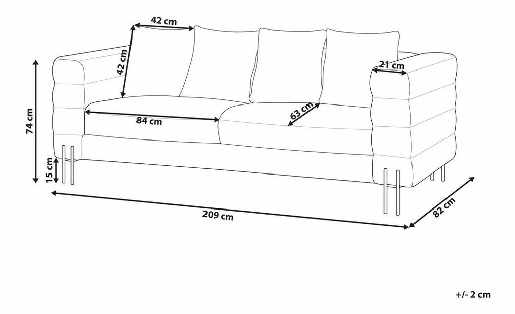 Háromszemélyes kanapé Guinness (fehér)