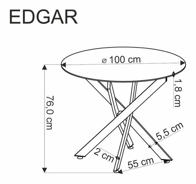 Étkezőasztal Edgaro (dió + fekete) (4 személy számára)