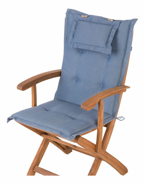 Set de masă pentru grădină Mali (lemne deschis) (perne albastre)