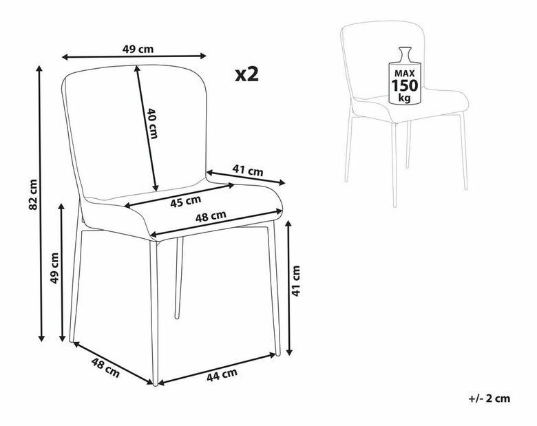 Set 2 ks jedálenských stoličiek Adana (béžová)