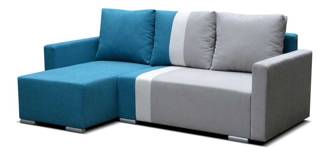 Rohová sedačka Erin (modrá + svetlosivá) (L)