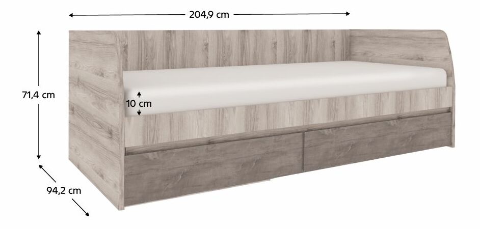 Jednolôžková posteľ 90 JESS (gaštan nairobi + onyx) (s roštom)