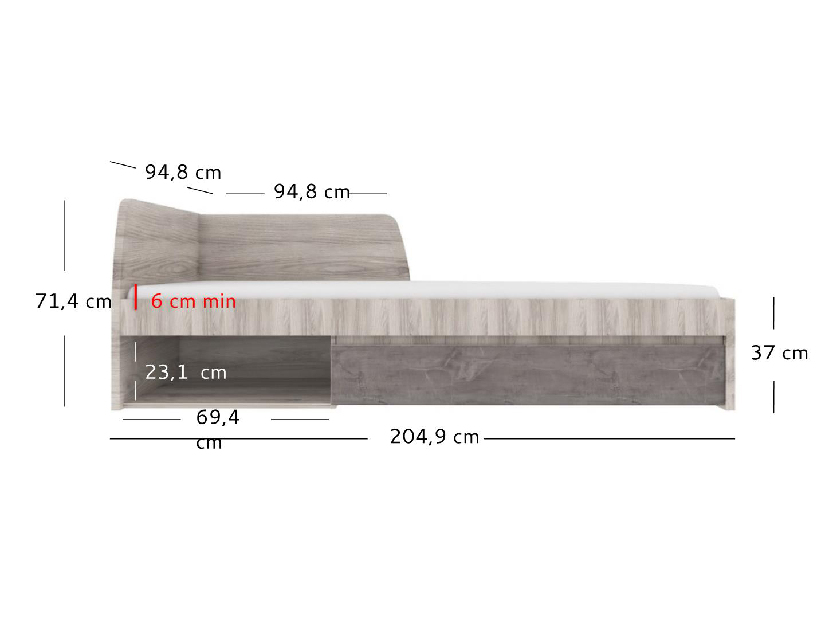 Jednolôžková posteľ 90 cm Jolene (gaštan nairobi + onyxová) (s roštom)