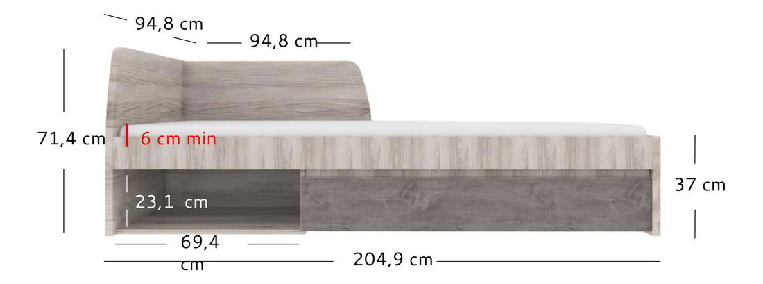 Pat de o persoană 90 cm Jolene (castan nairobi + onyx) (cu somieră)