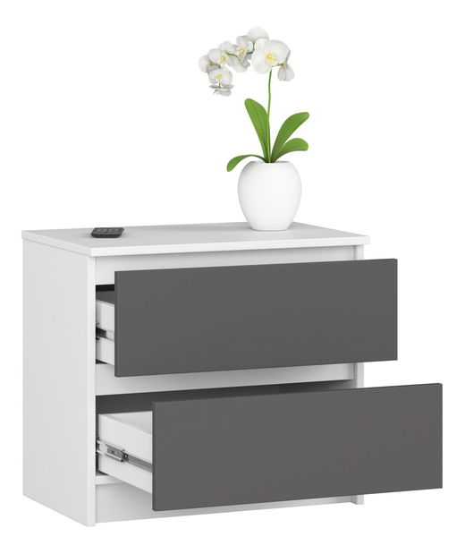 Éjjeliszekrény Kalista (fehér + szürke)