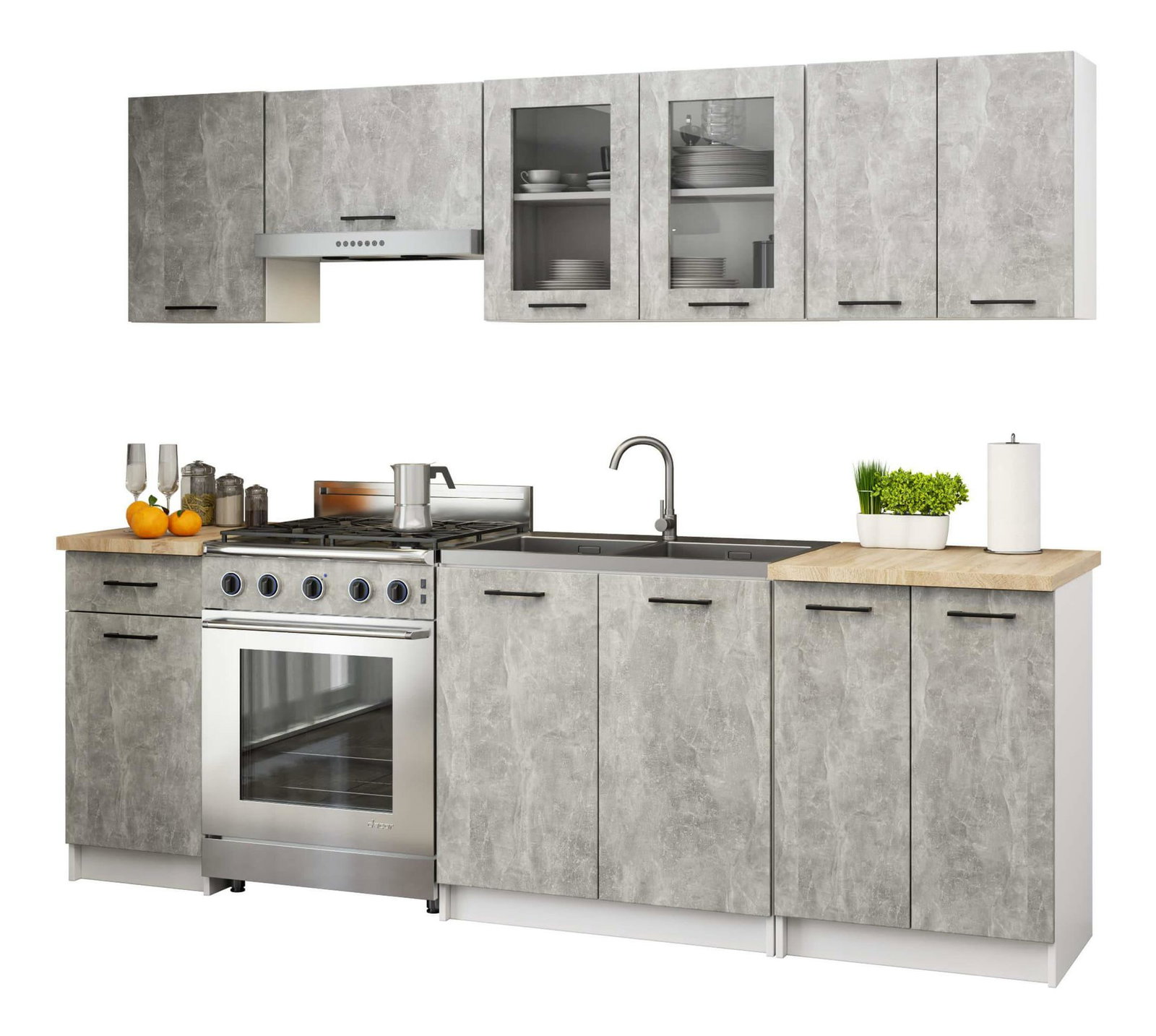 Set mobilier bucătărie 240 cm Ozara II B (beton)