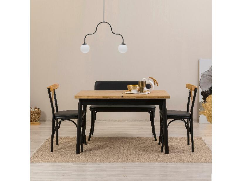 Set mobilier sufragerie Duvasa 24 (negru) (pentru 4 persoane)