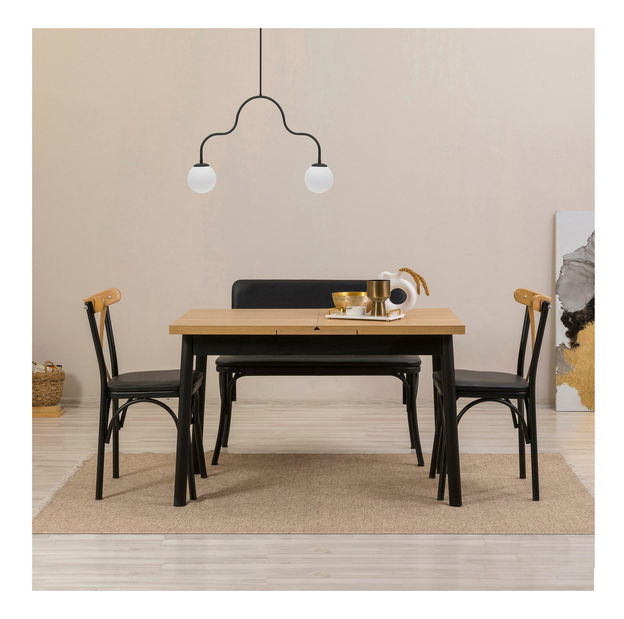 Set mobilier sufragerie Duvasa 23 (negru) (pentru 4 persoane)