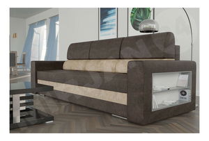 Sofa na razvlačenje Carona (smeđa + bež) (s prostorom za odlaganje)