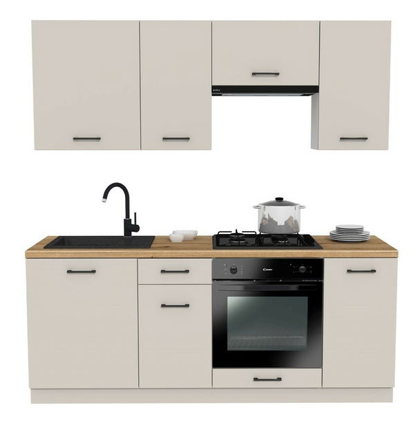 Set mobilier bucătărie 200 cm Vestia 1 (cashmir + stejar evoke)