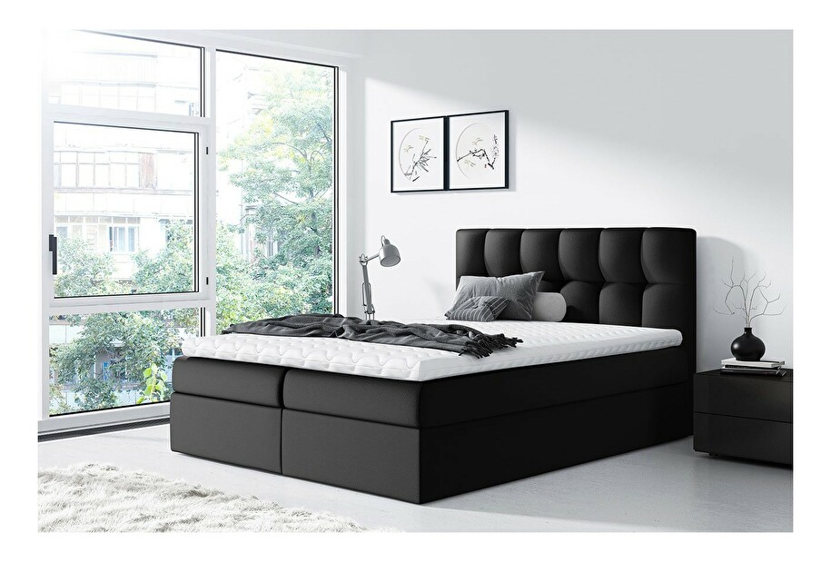 Manželská posteľ Boxspring Maddox (120x200) (ekokoža Soft 011 (čierna))