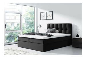Pat de o persoană boxspring Maddox (120x200) (piele ecologică Soft 011 (Negru))