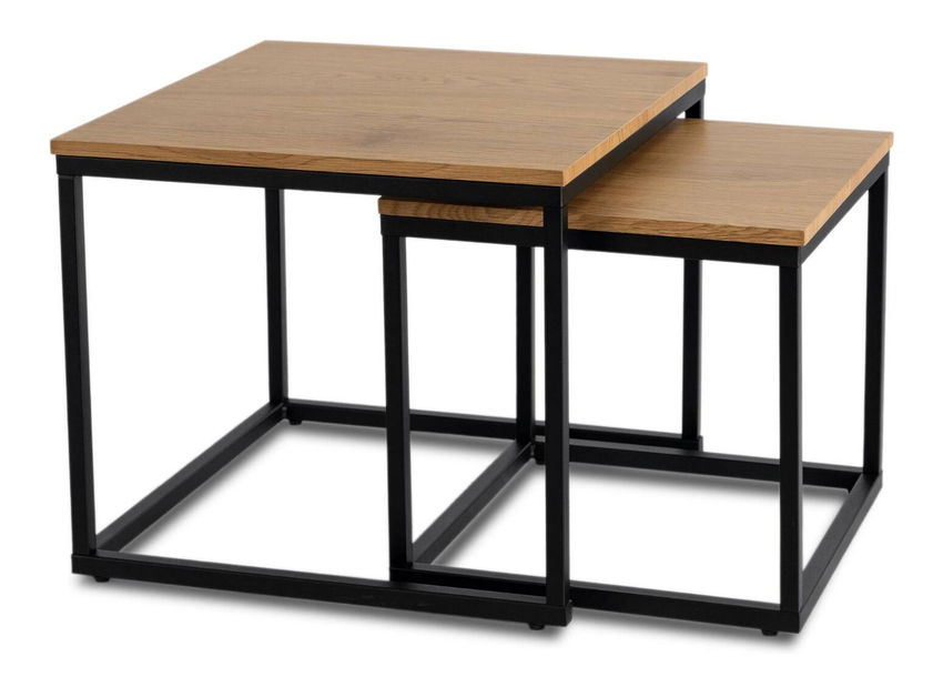 Set 2 măsuțe de cafea Climas (stejar auriu + negru) 