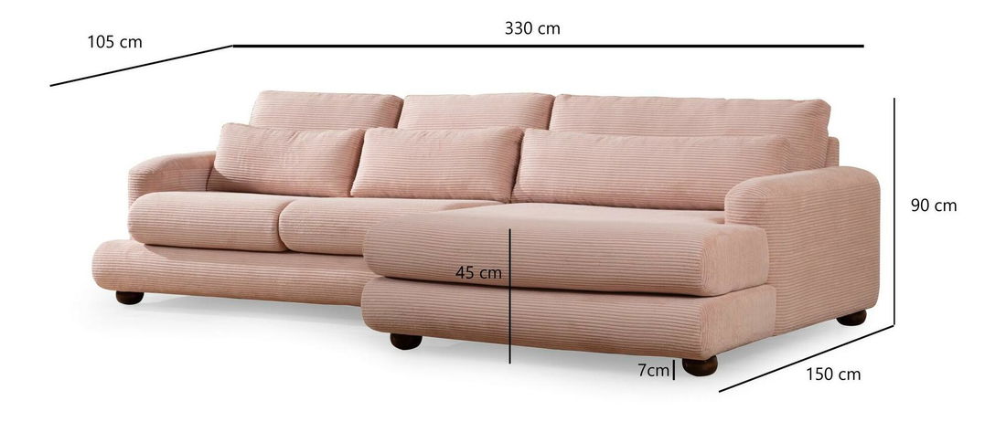 Kutna garnitura Riverolla (D) (ružičasta)