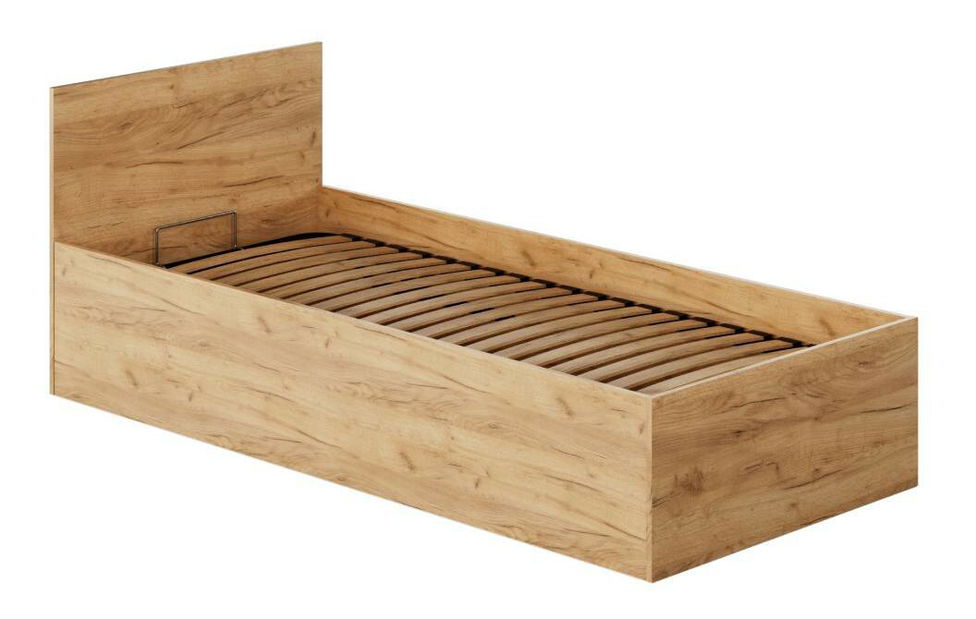 Egyszemélyes ágy 90 cm Discutibles (aranyy craft tölgy) (ágyráccsal) (tárolóhellyel)