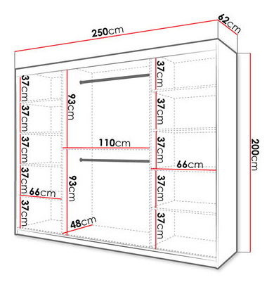 Ormar za garderobu Reforzarlas (crna + hrast artisan)