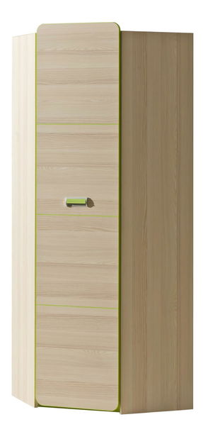 Rohová šatníková skriňa Lavendon L14 (zelená)