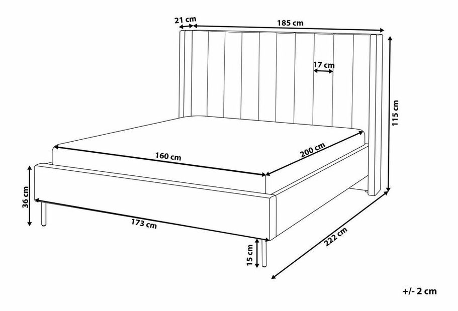 Manželská posteľ 160 cm Vue (béžové buklé) (s roštom)