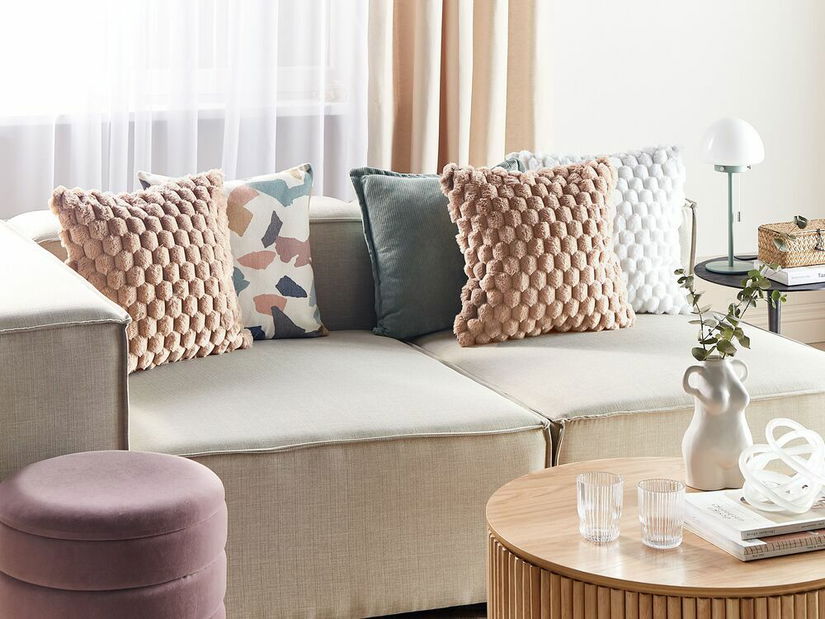 Sada 2 ozdobných vankúšov 43 x 43 cm Pur (béžová)