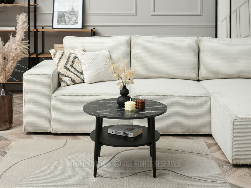 Măsuță de cafea Randolf S (marmură neagră + negru)