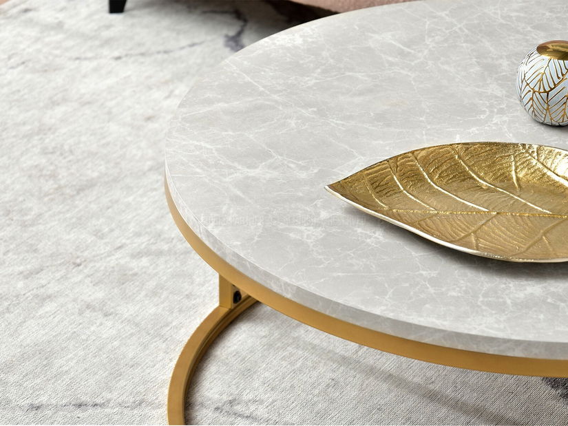 Măsuță de cafea Kolja Stolik Xl (marmură gri + auriu)