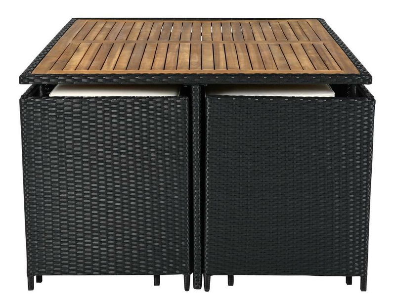 Záhradný ratanový set Milford (čierna + krémová + prírodná)