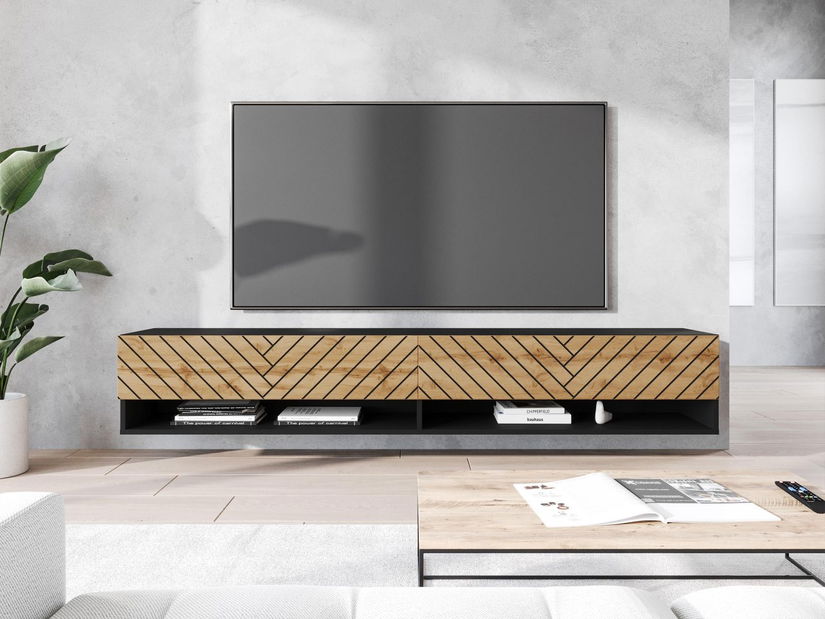 TV skrinka/stolík Aldesia 180 (grafit + dub wotan)