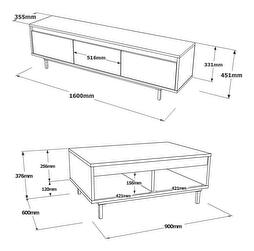 Set mobilier living Levoretta 33 (Stejar + negru)