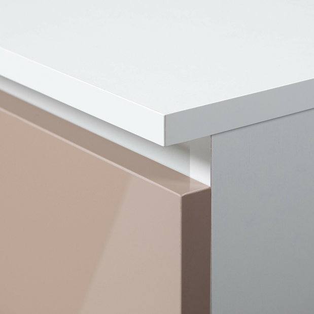 Éjjeliszekrény Cleania CL2 (fehér + cappuccino fényes)