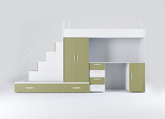 Gyerekágy Ruby V (biela + olivová) (ágyrácsokkal)