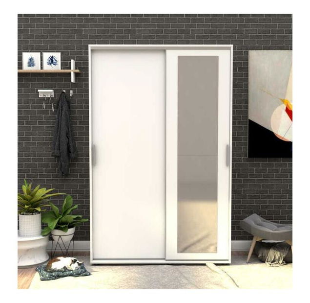 Ormar s kliznim vratima Primrose (bijela) (s ogledalom)