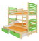 Poschodová detská posteľ 180x75 cm Stanislava (s roštom a matracom) (borovica + zelená)