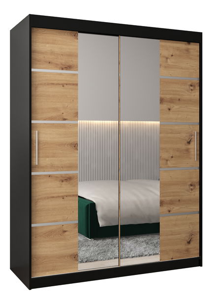 Dulap de haine 180 cm Verika 4 180 (negru + stejar artisan)