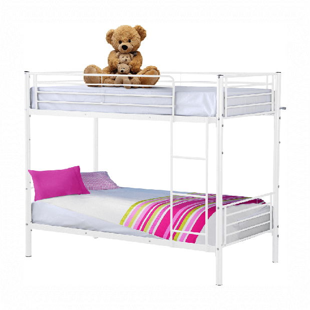 Detská poschodová posteľ 90 cm Kamila (biela) (s roštom)