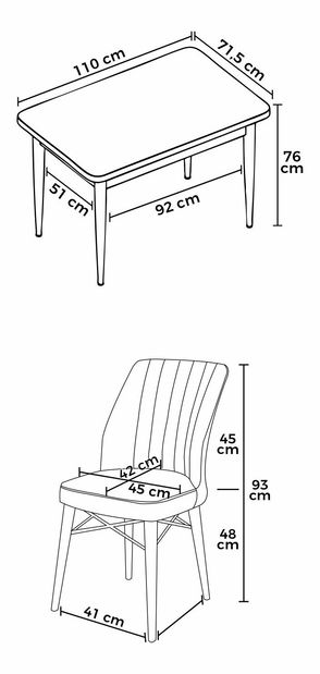 Jedálenský set Arpo (orech barokový + hnedá) (pre 4 osoby)