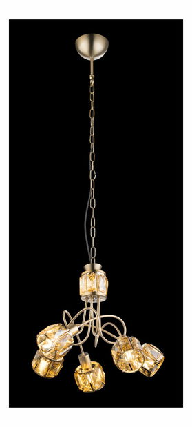 Závesné svietidlo Mero 54358-5H (zlatá + jantár)