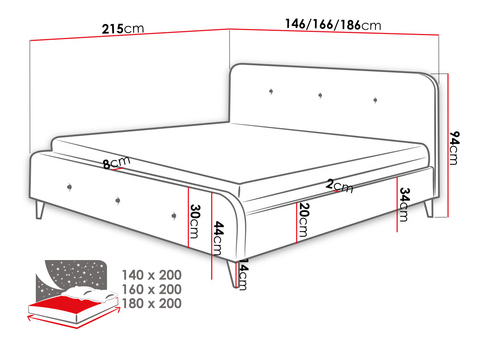 Bračni krevet 140 cm Lomaha New (bež) (s podnicom)