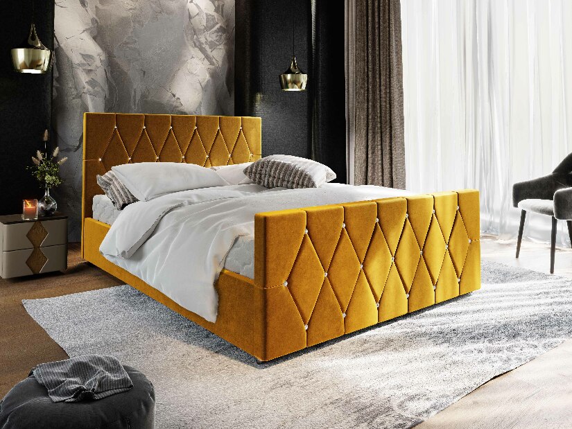 Bračni krevet 140 cm Illa (zlatna) (s podnicom i prostorom za odlaganje)