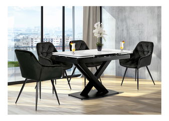 Étkezőasztal Hefin-450m-BK (fekete + fehér) (4-6 fő részére)