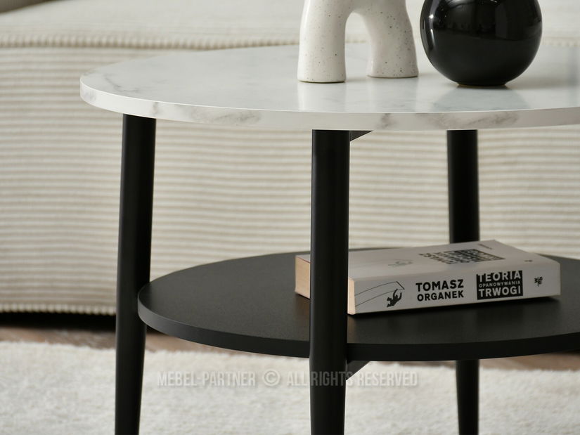 Dohányzóasztal Randolf S (fehér márvány + fekete)