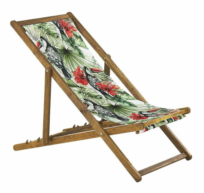 Set 2 ks záhradných lehátok s náhradnými poťahmi Antio (svetlé drevo + viacfarebná)