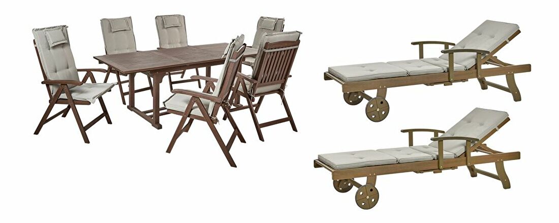 Set mobilier de grădină Amati (lemn de salcâm închis + gri bej)