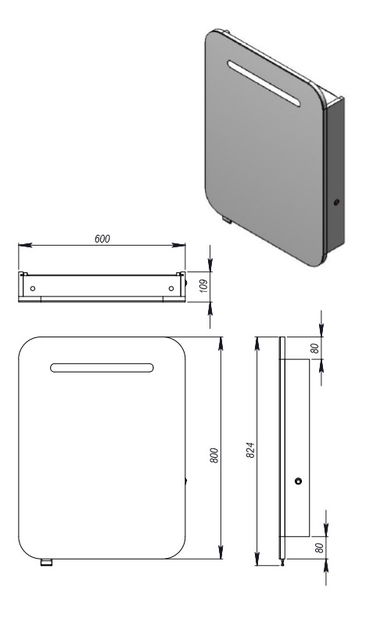 Dulap de baie suspendat Costa PrM-60 (cu oglindă) (s LED)